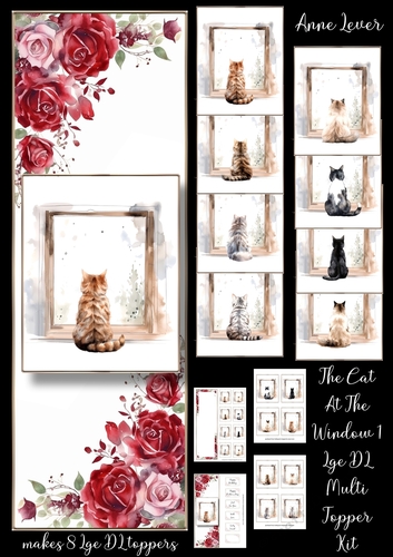 The Cat At The Window 1 Lge DL Multi Topper Kit (inc 8 cats)