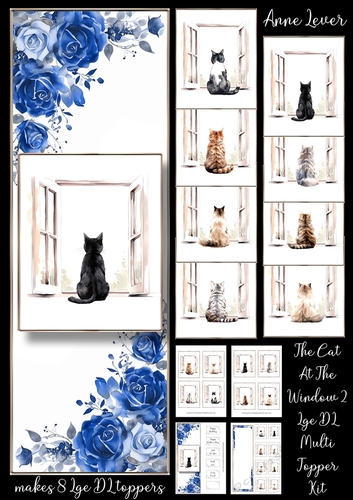 The Cat At The Window 2 Lge DL Multi Topper Kit (inc 8 cats)