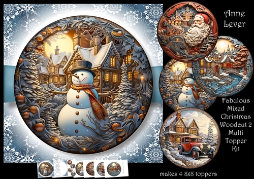 Fabulous Mixed Christmas Woodcut 2 Multi Topper Kit