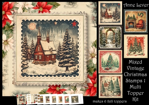 Mixed Vintage Christmas Stamps 1 Multi Topper Kit