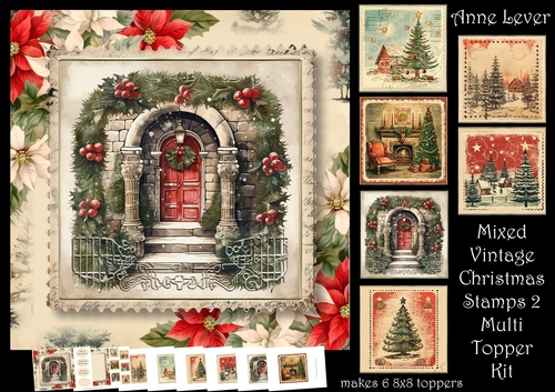 Mixed Vintage Christmas Stamps 2 Multi Topper Kit