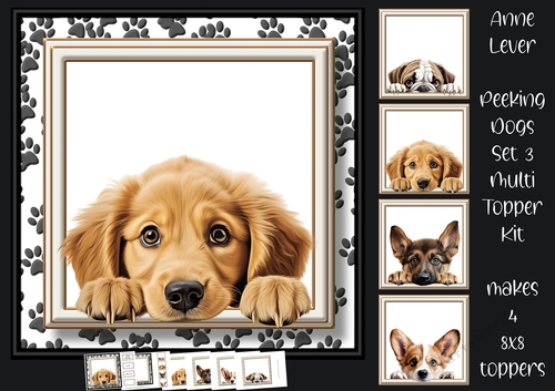 Peeking Dogs Set 3 Multi Topper Kit