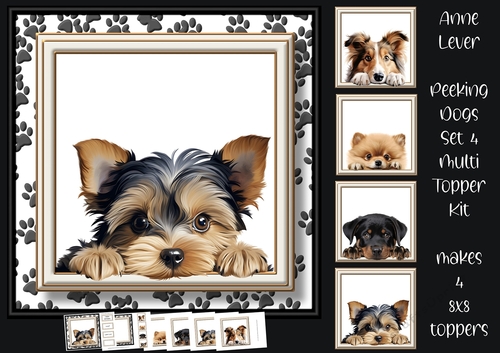 Peeking Dogs Set 4 Multi Topper Kit