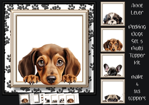 Peeking Dogs Set 5 Multi Topper Kit
