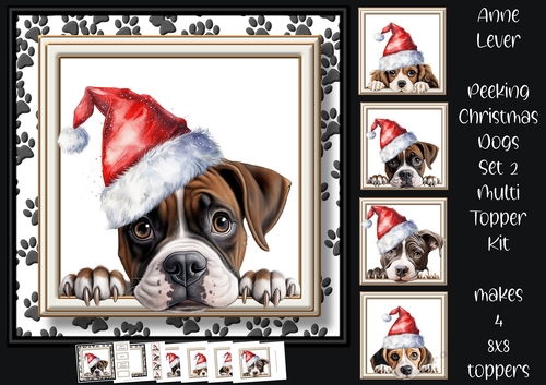 Peeking Christmas Dog Set 2 Multi Topper Kit