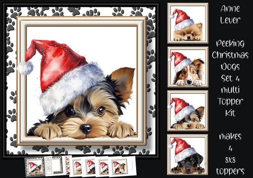 Peeking Christmas Dog Set 4 Multi Topper Kit