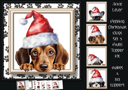 Peeking Christmas Dog Set 5 Multi Topper Kit