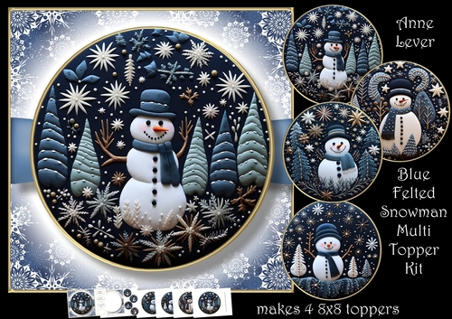 Blue Felted Snowman Multi Topper Kit