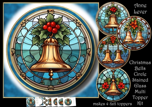 Christmas Bells Circle Stained Glass Multi Topper Kit