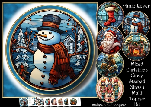 Mixed Christmas Circle Stained Glass 1 Multi Topper Kit