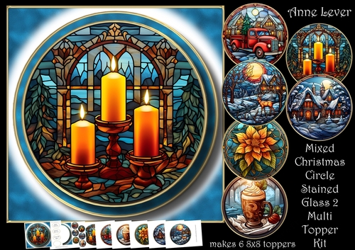 Mixed Christmas Circle Stained Glass 2 Multi Topper Kit