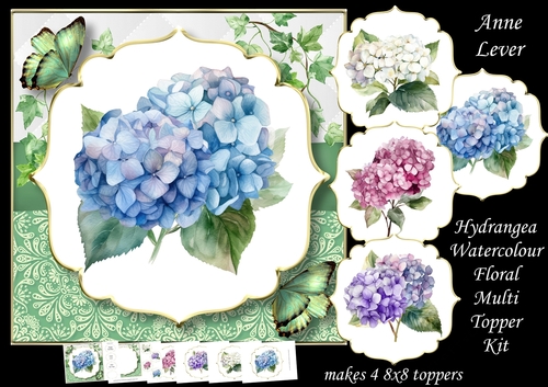 Hydrangea Watercolour Floral Multi Topper Kit