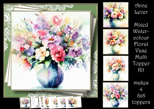 Mixed Watercolour Floral Vase Multi Topper Kit