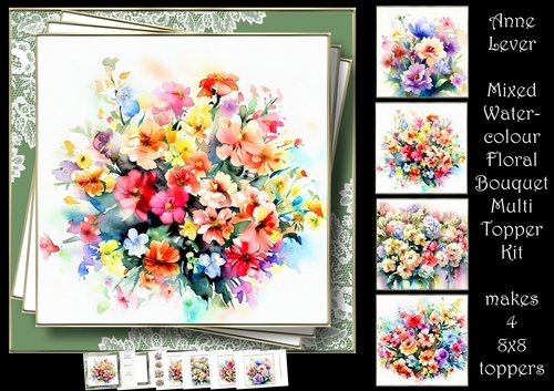 Mixed Watercolour Floral Bouquet Multi Topper Kit
