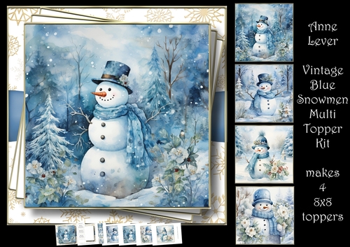 Vintage Blue Snowman Multi Topper Kit