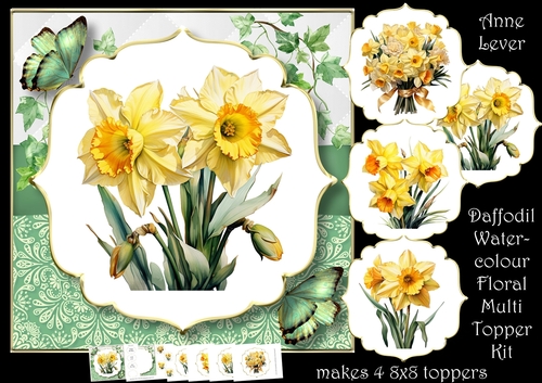 Daffodil Watercolour Floral Multi Topper Kit
