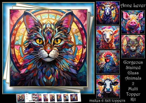 Gorgeous Stained Glass Animals 2 Multi Topper Kit
