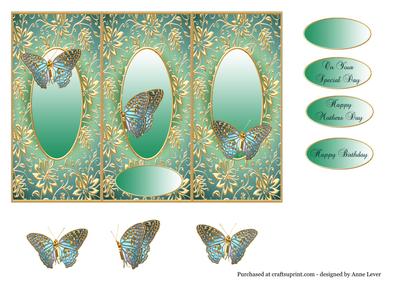 3 Butterflies Shimmering Blue