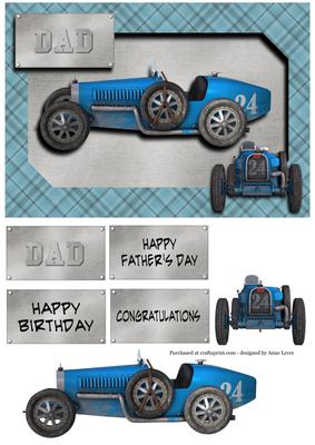 Blue Vintage Race Car