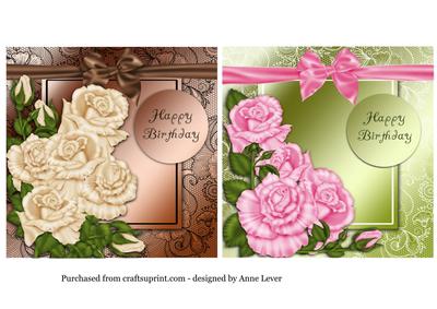2 Roses and Lace Birthday Toppers