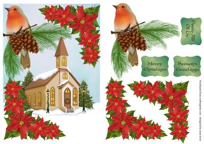 Christmas Robin and Church