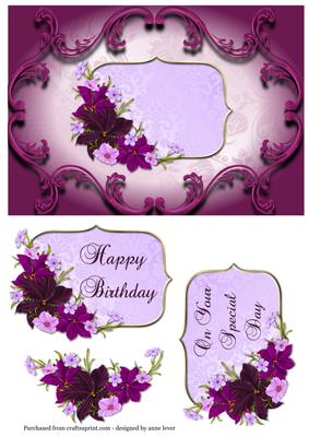 Purple Swirl Frame Floral