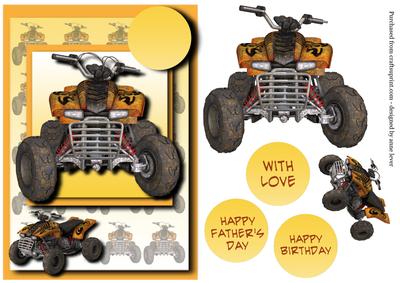 Quad Bike Yellow + Decoupage
