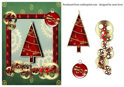 Steampunk Christmas Red, Gold and Green
