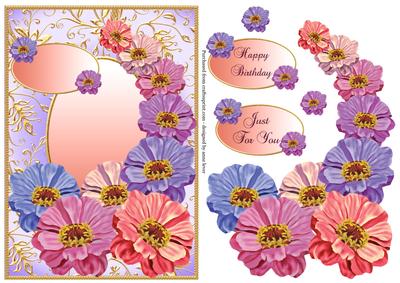 Zinnia Floral with Gilded Frame