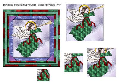 Stained Glass Angel Square Stacker Topper