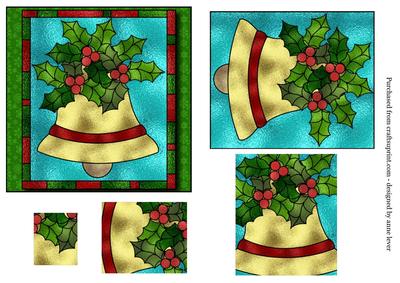 Stained Glass Bell & Holly Stacker Topper