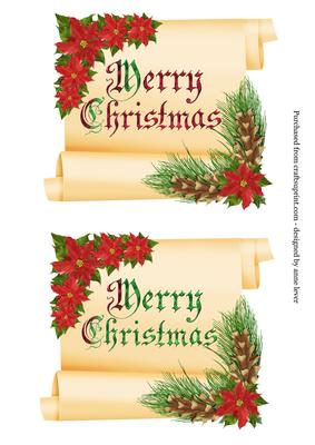 2 Merry Christmas Scroll Toppers