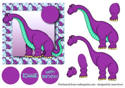 Purple Dinosaur Topper + Decoupage