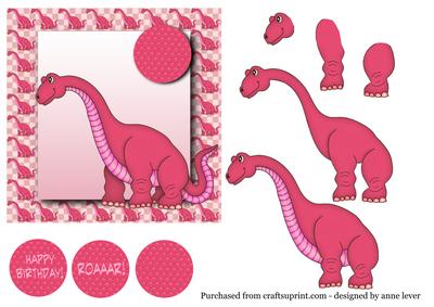 Pink Dinosaur Topper + Decoupage