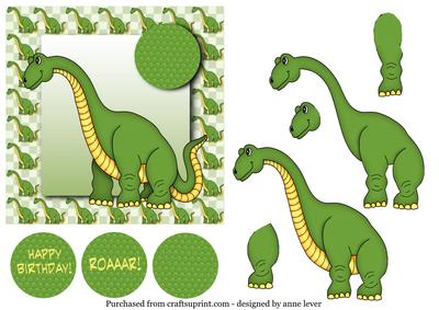 Green Dinosaur Square Topper + Decoupage
