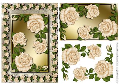 Ivory Roses Frame and Flowers