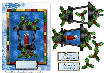 Stained Glass Christmas Lantern + Decoupage