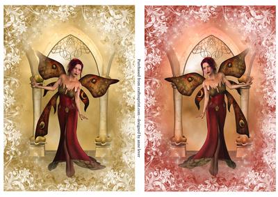 2 Red & Gold Fairy Toppers