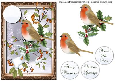 Christmas Robins on a Branch
