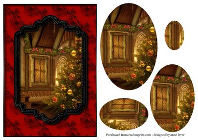 Red Fancy Frame Christmas Room Pyramage