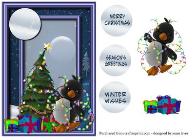 Tangled Lights Christmas Penguin