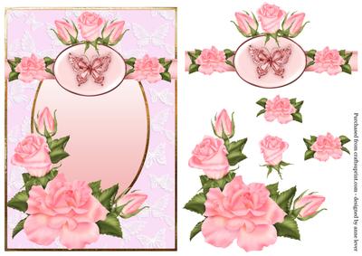 Pink Roses and Butterfly