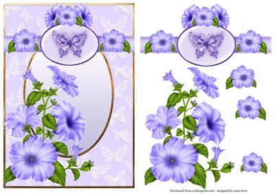 Blue Petunias and Butterfly