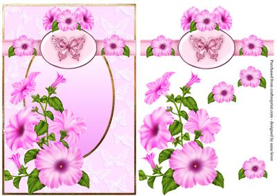 Pink Petunia and Butterfly + Decoupage