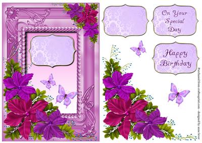 Purple & Pink Framed Floral Flutters