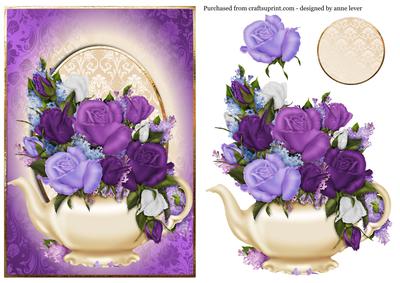 Heirloom Roses Bouquet & Cream Teapot