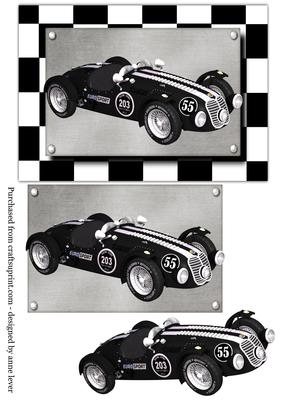 Black Vintage Racing Car Topper