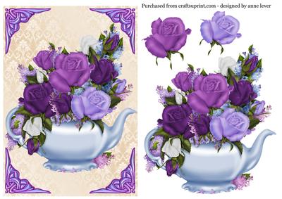 Heirloom Roses Bouquet in Blue Teapot