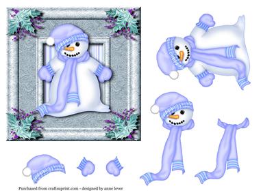 Snowman with Blue Scarf Topper & Decoupage