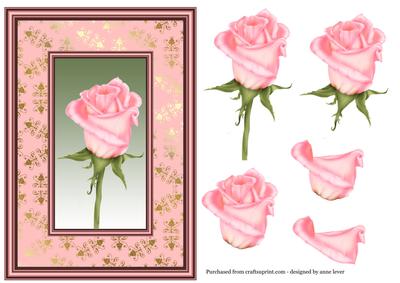 Single Pink Rose Topper & Decoupage